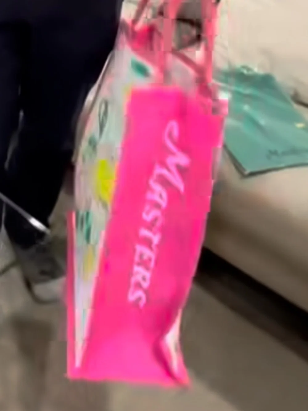 Masters Tote Bag with Pink Trim and Green/Yellow Graphics